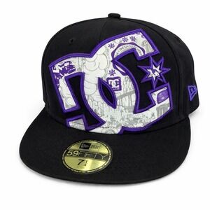 VTG Mens 7 1/4 DC Shoe *Rare Purple* New Era skate fitted cap/hat Black 59Fifty
